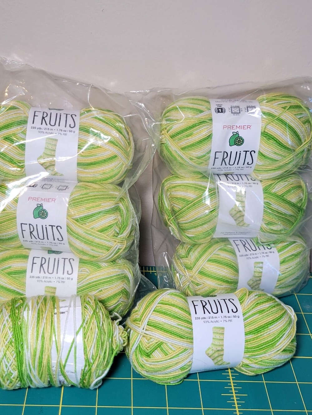 Premier Yarns Fruits Variegated Lime, Green and White Yarn Bundle Of 8